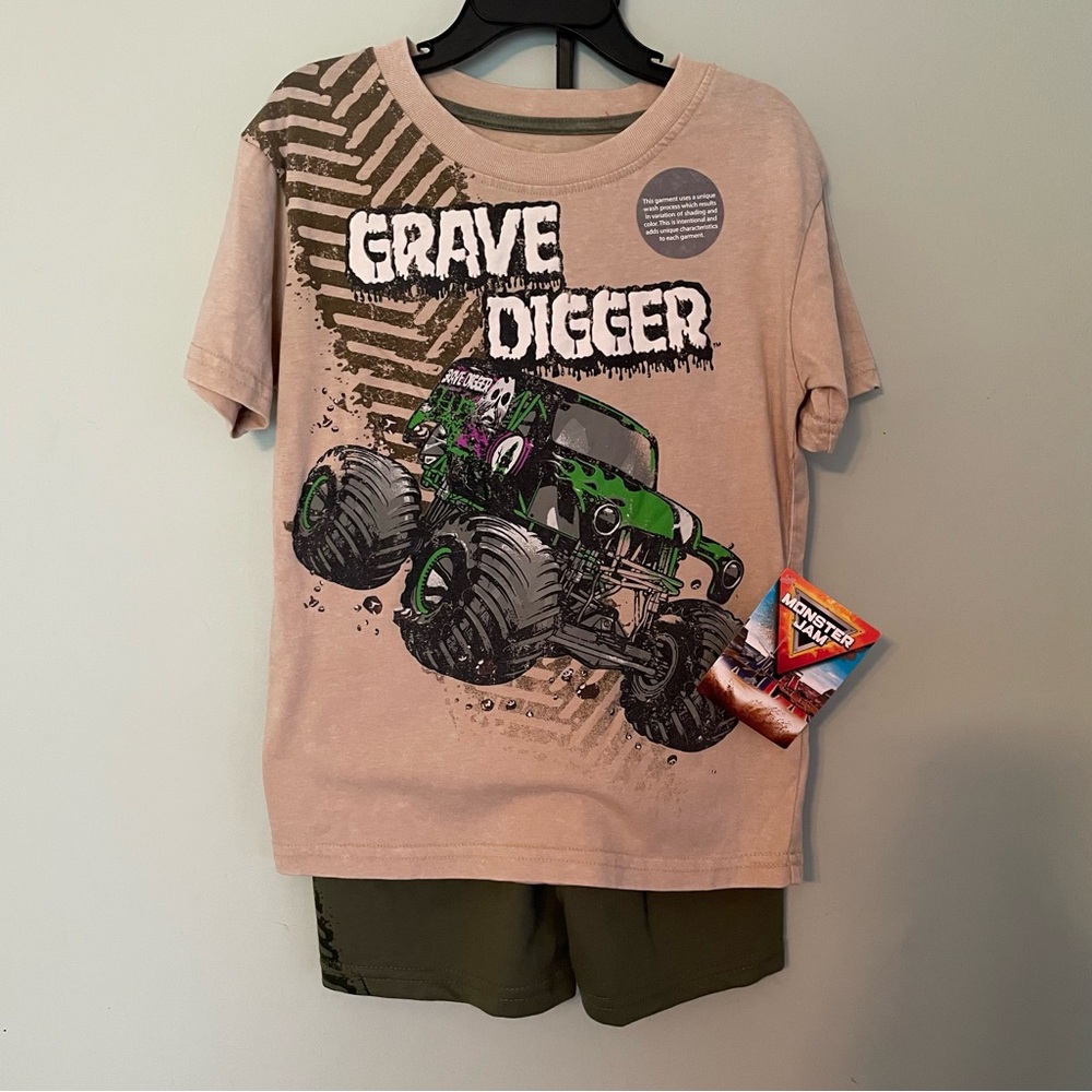 Monster Jam Kids Matching Set - Tan and Green